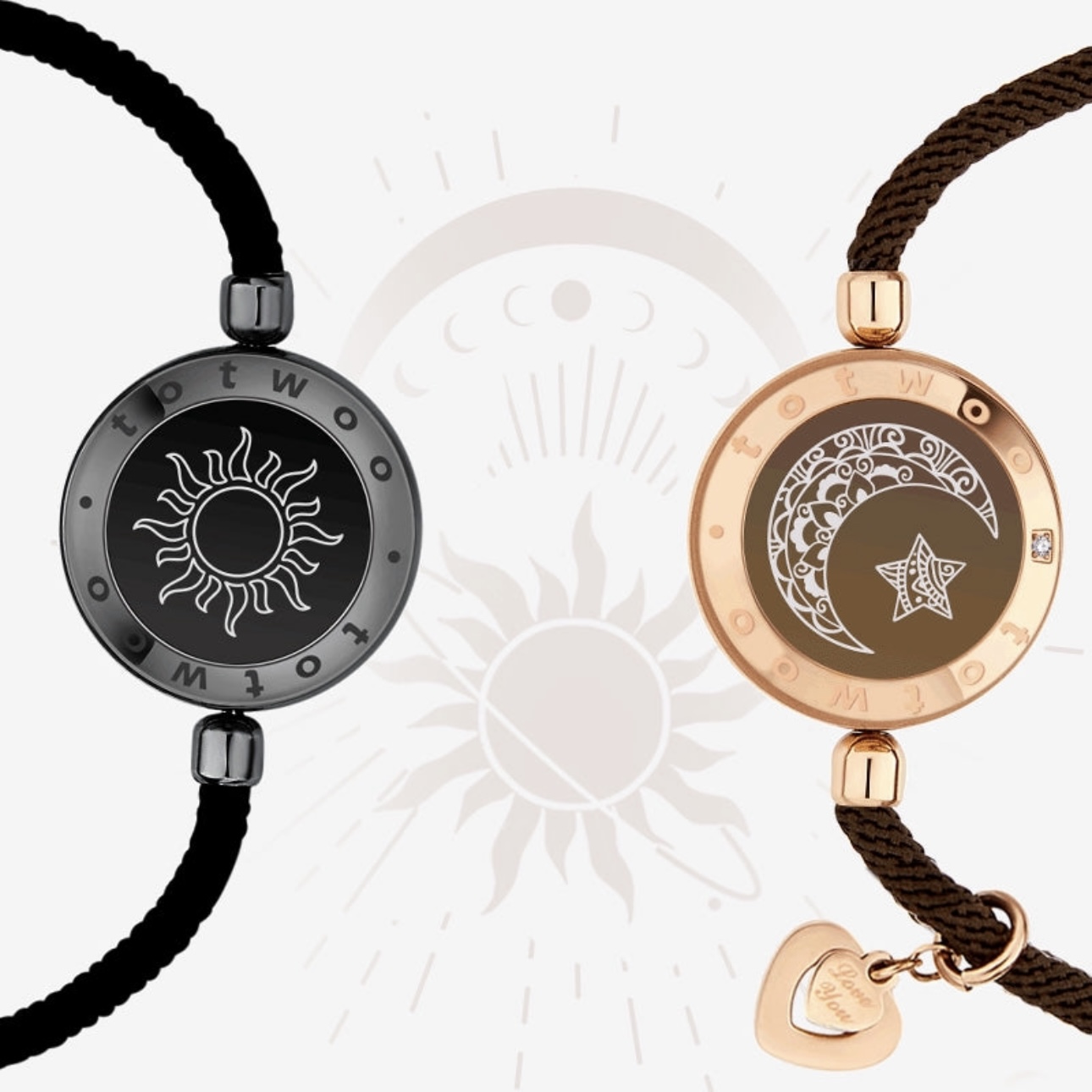Sun&Moon Touch Bracelets with Milan Rope (Black+Brown) - Image 4
